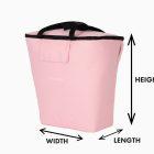 A pink ADD 25 bag with measurments
