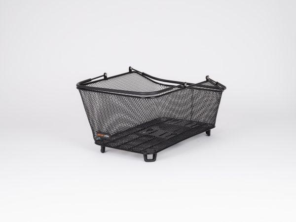 black bike basket in studio