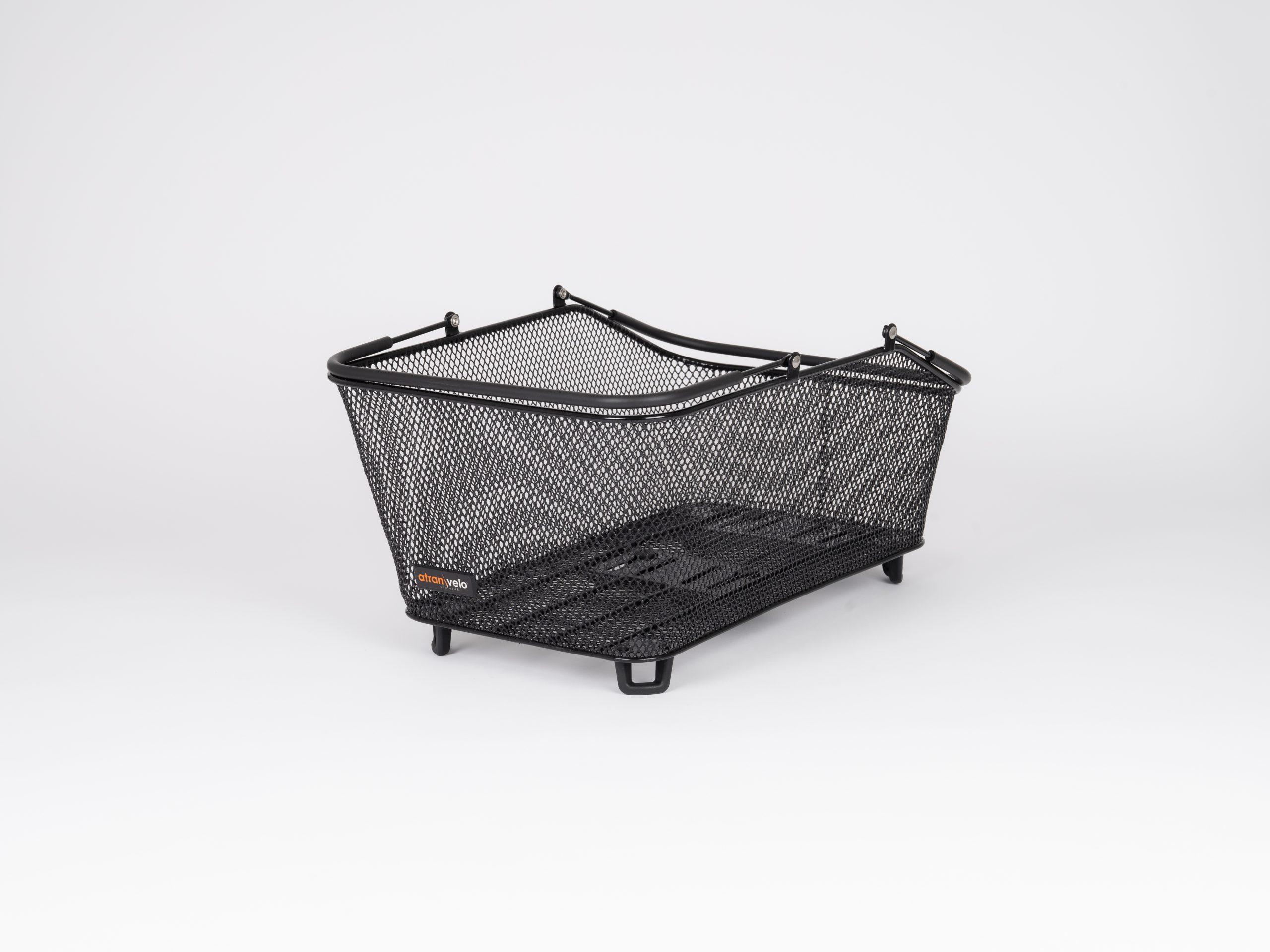 black bike basket in studio