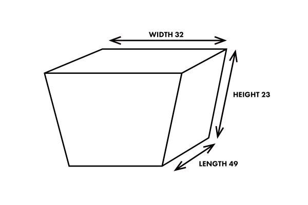 An illustratyed picture of the measurment of the basket