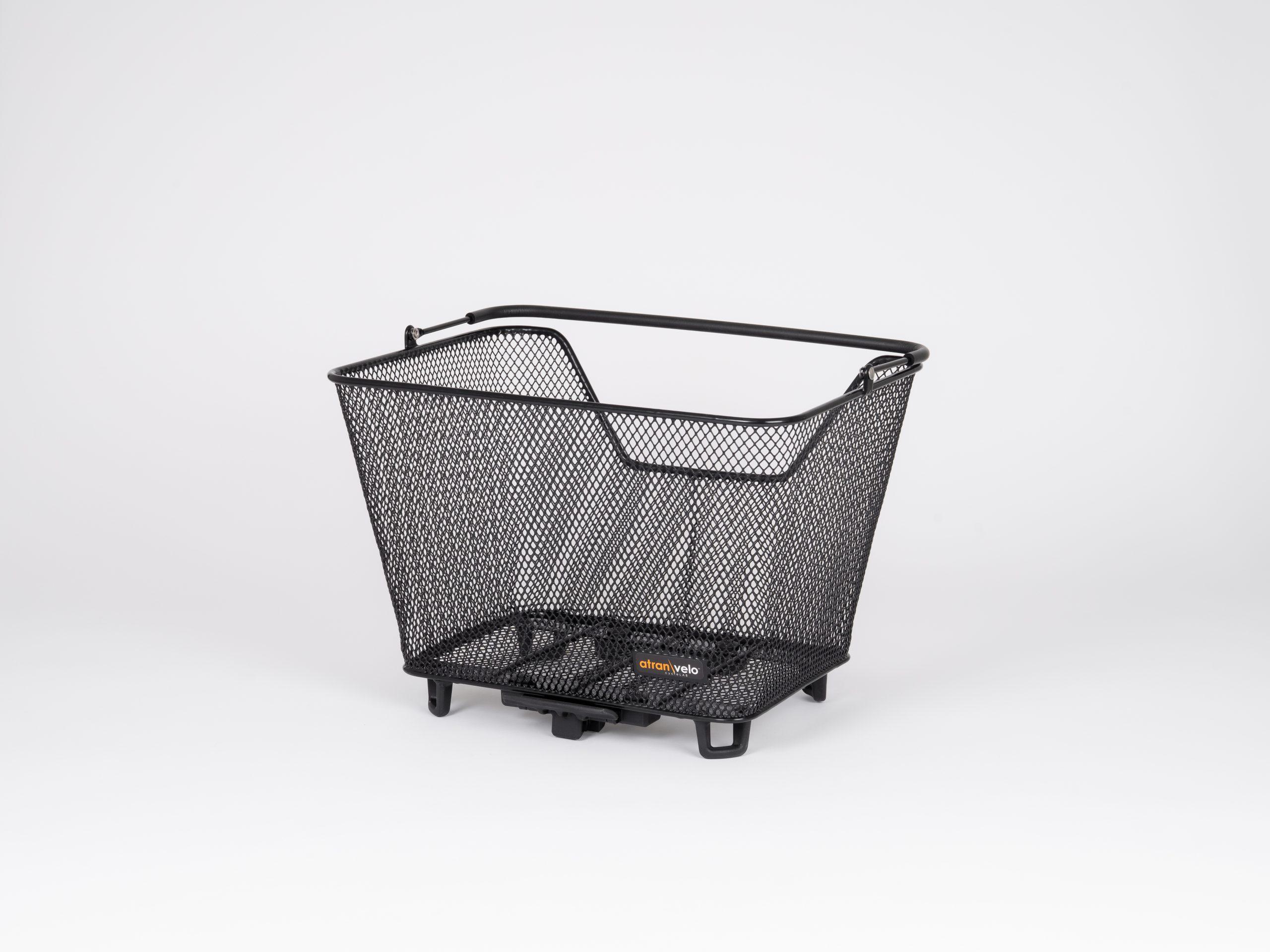 black bike basket in studio