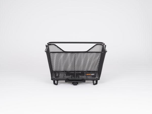 black bike basket in studio