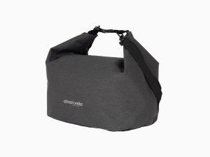 Grey bag with light grey background in studio