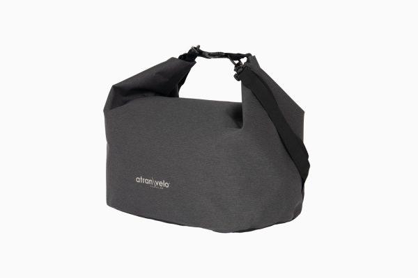 Grey bag with light grey background in studio
