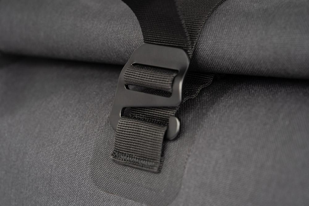 Closeup on a black bags attachment system