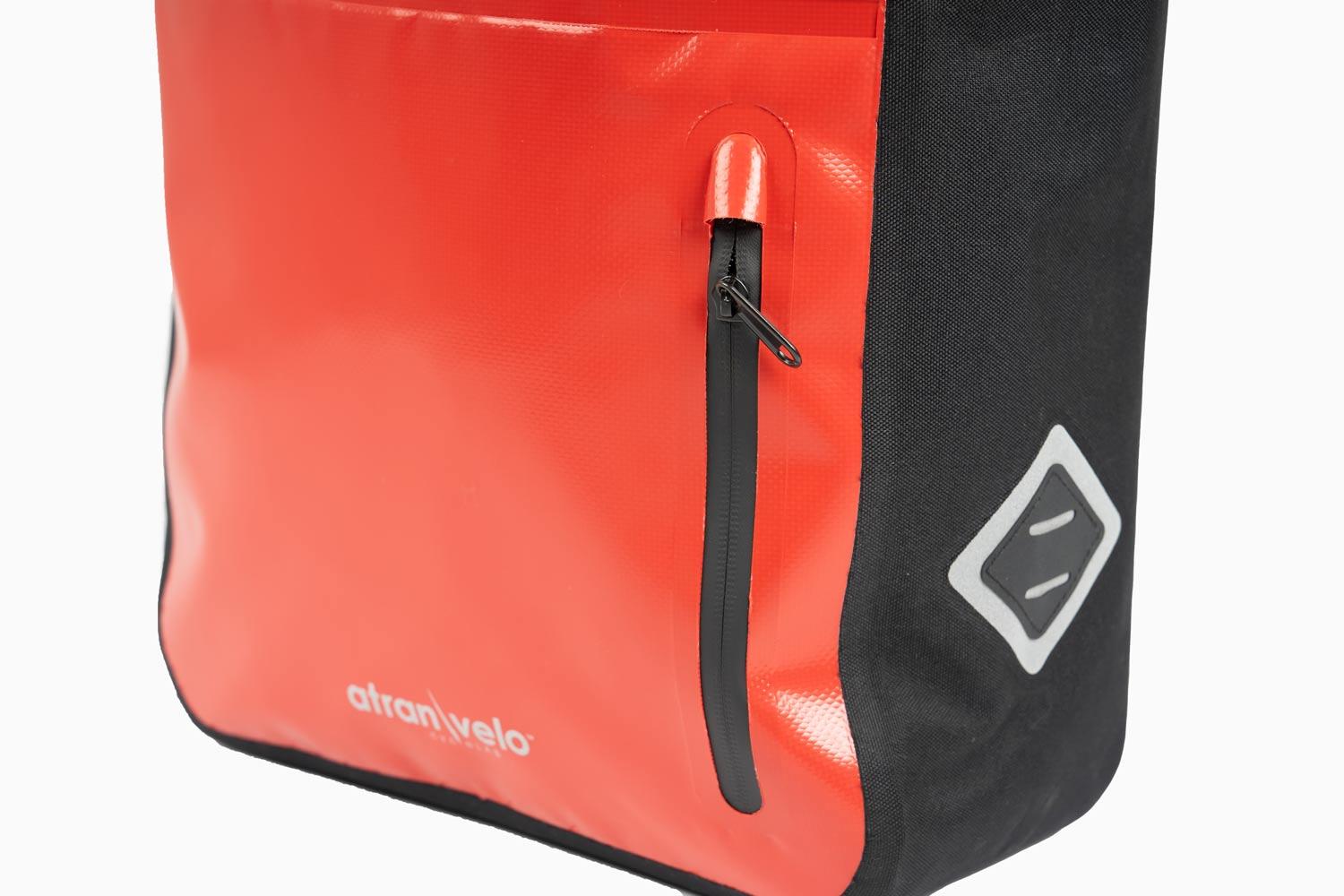 Close-up on red travel bag andzipper