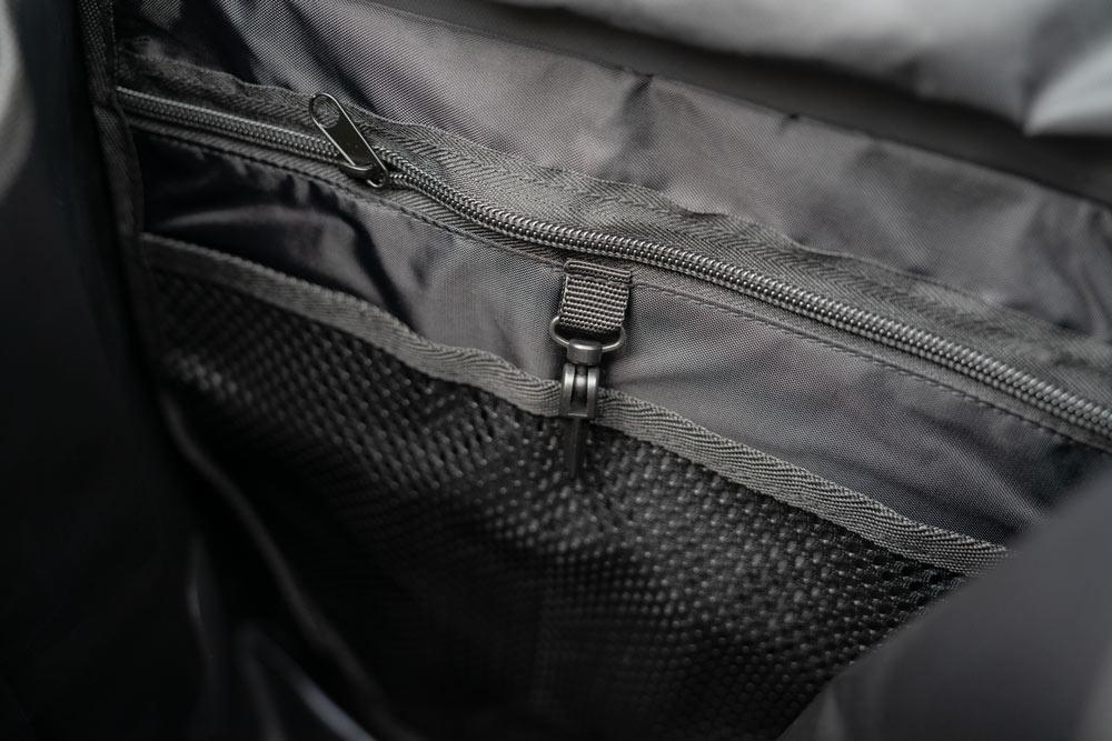 A closeup on the inside of the bag ZAP plus in a studio