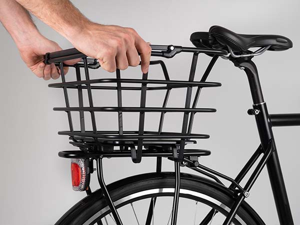 securing bicycle basket to carrier