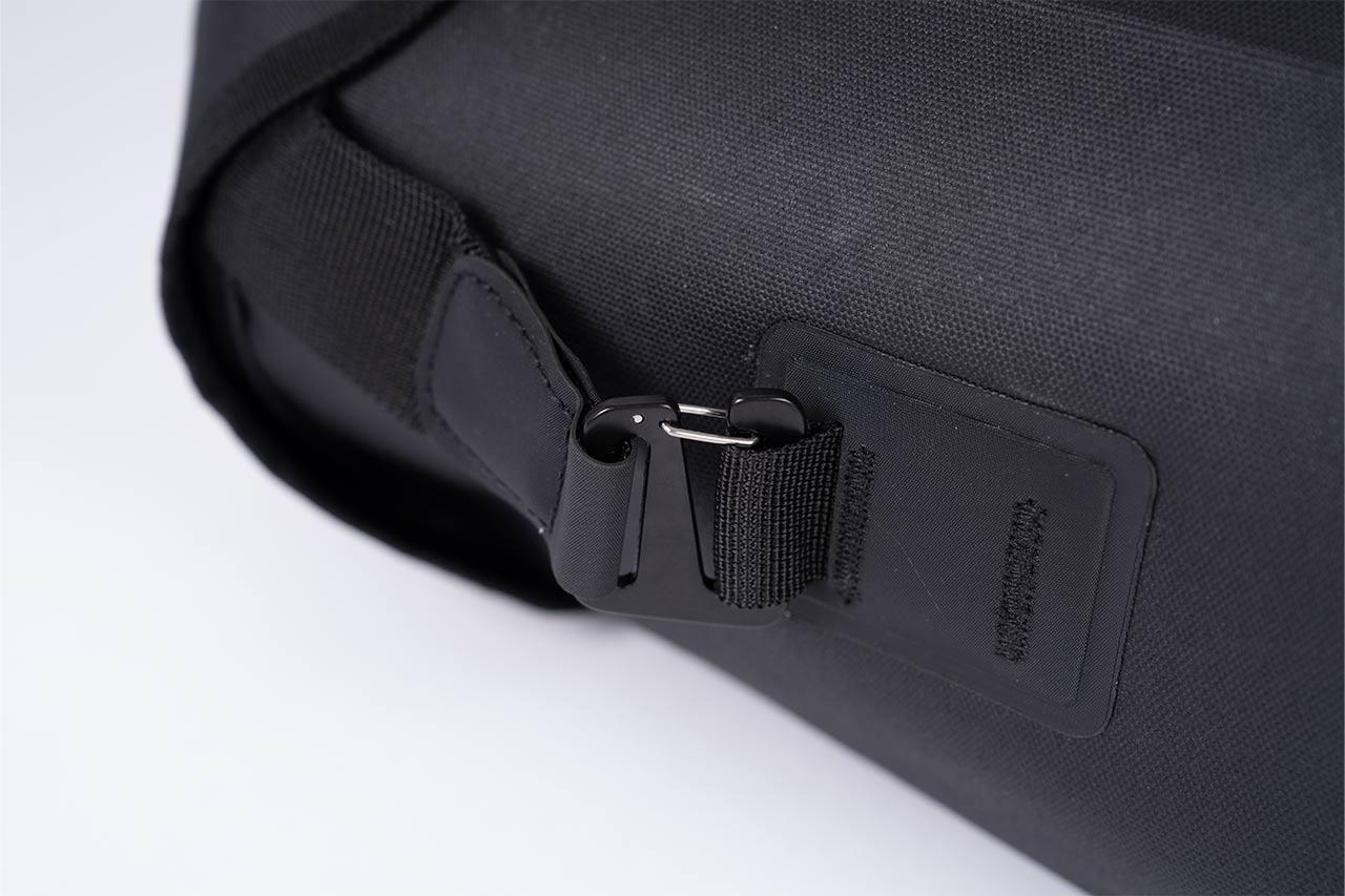 Closeup on a black bag for bicycle