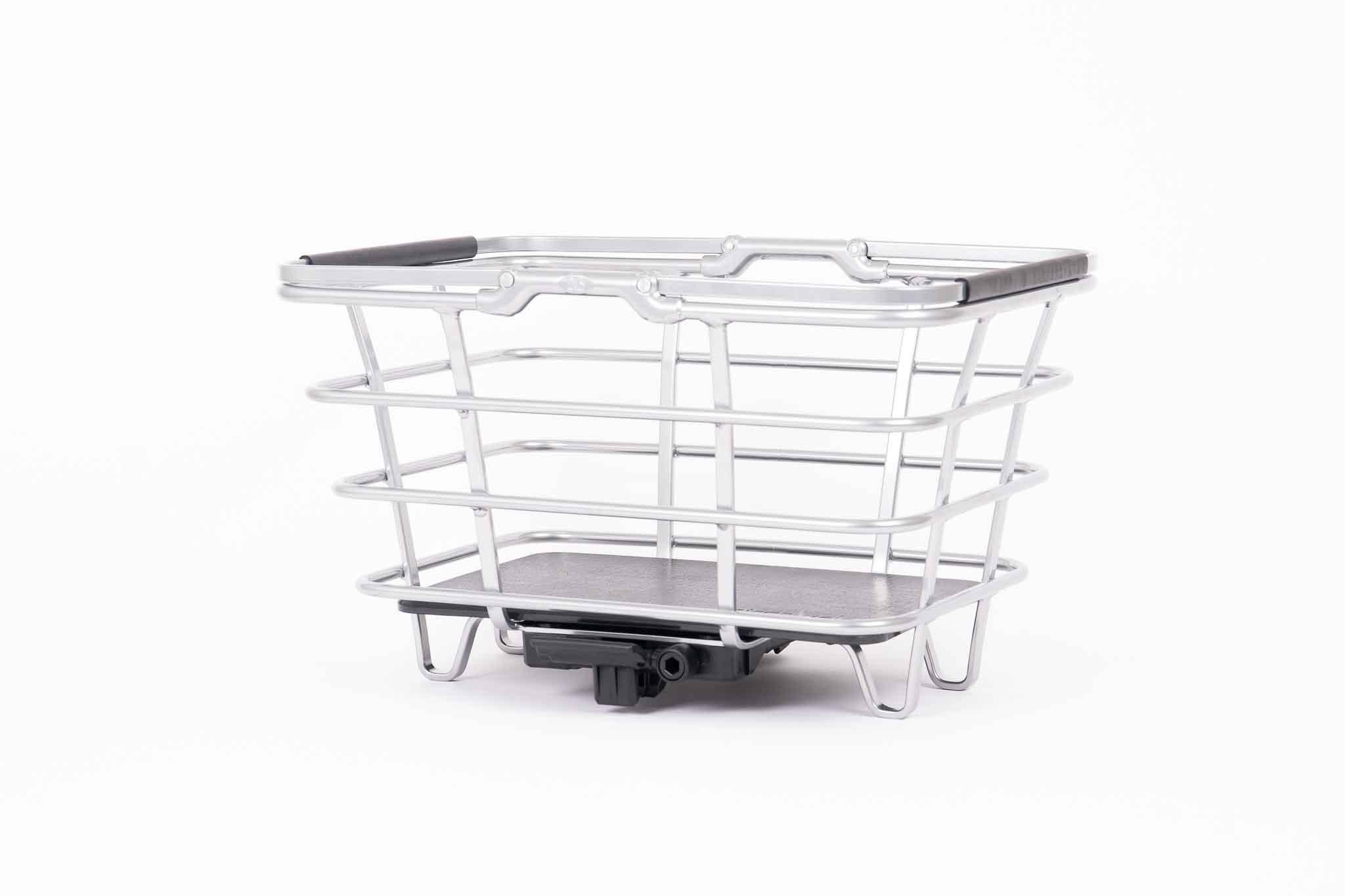 Chrome colored basket in studio