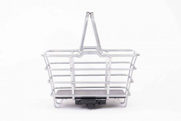 Chrome colored basket in studio