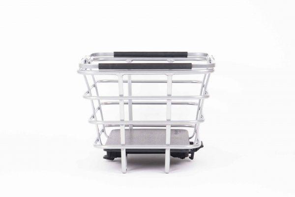 Chrome colored basket in studio