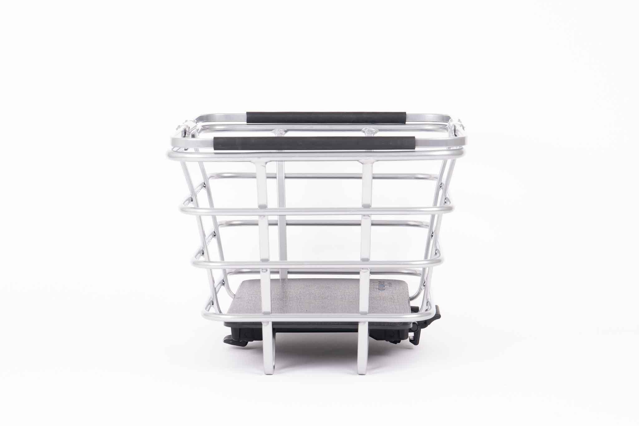 Chrome colored basket in studio