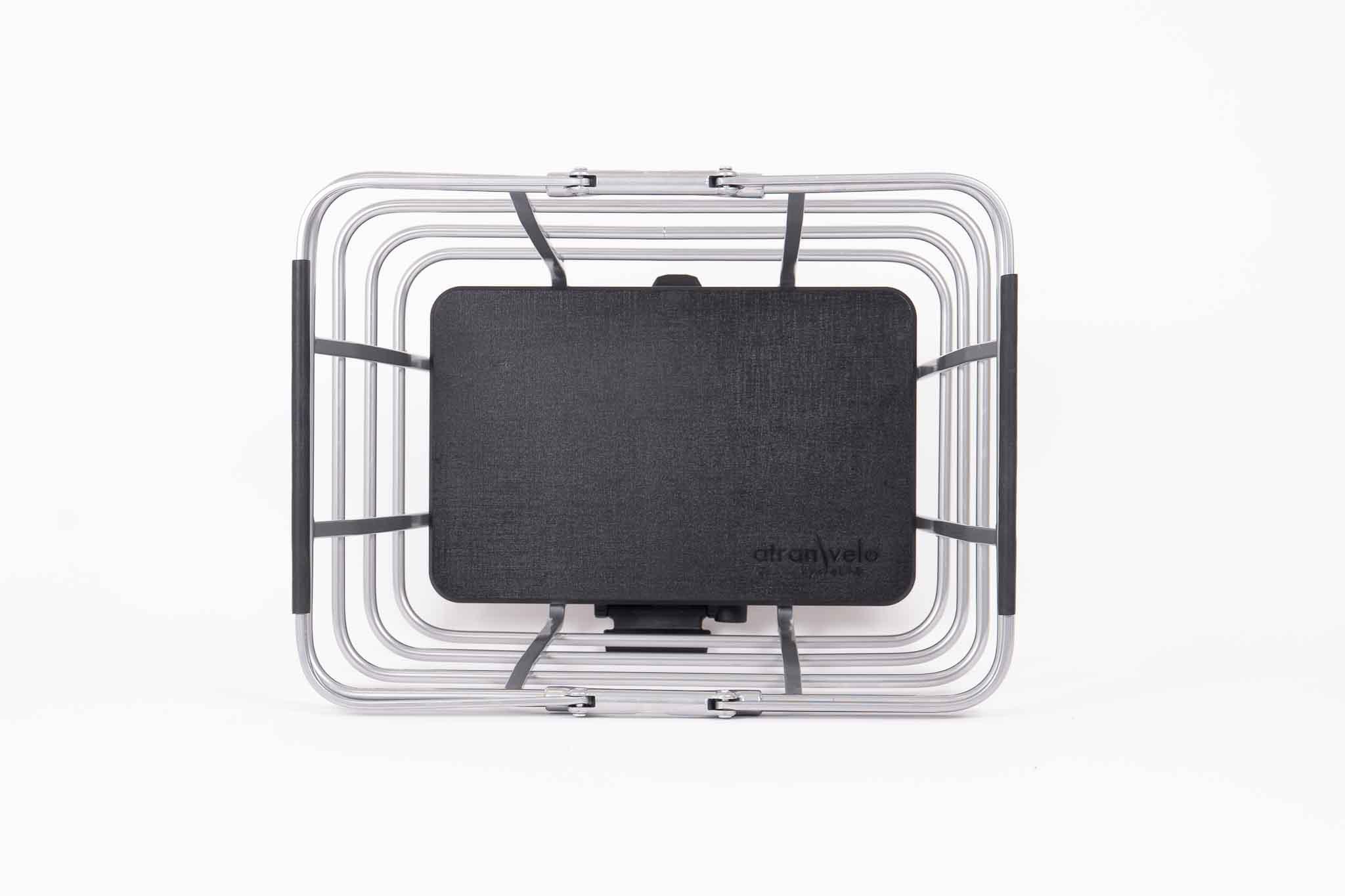 Chrome colored basket in studio