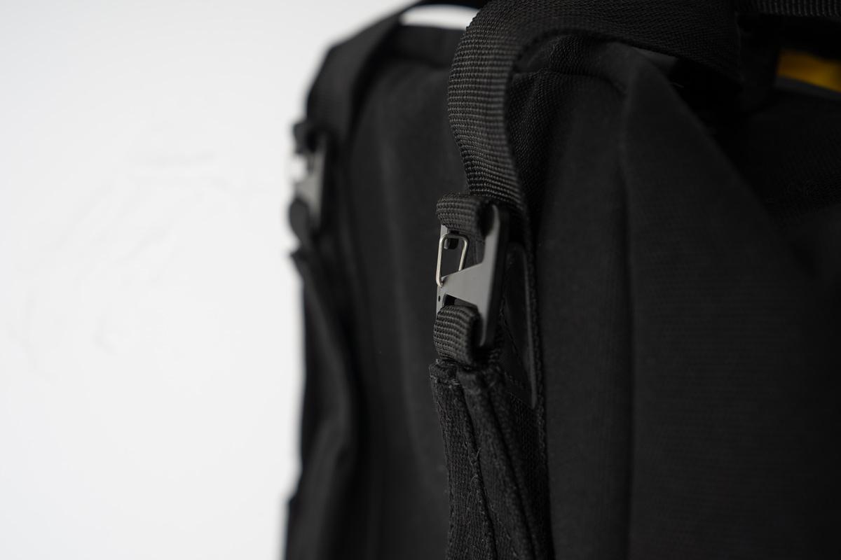 A closeup at the backpacks shoulderstraps