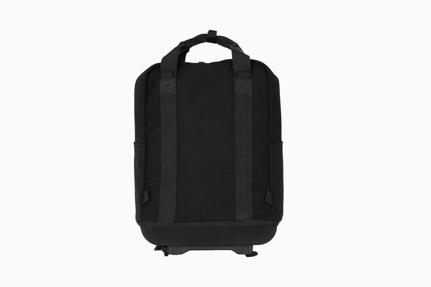 The front of the metro backpack in a studio