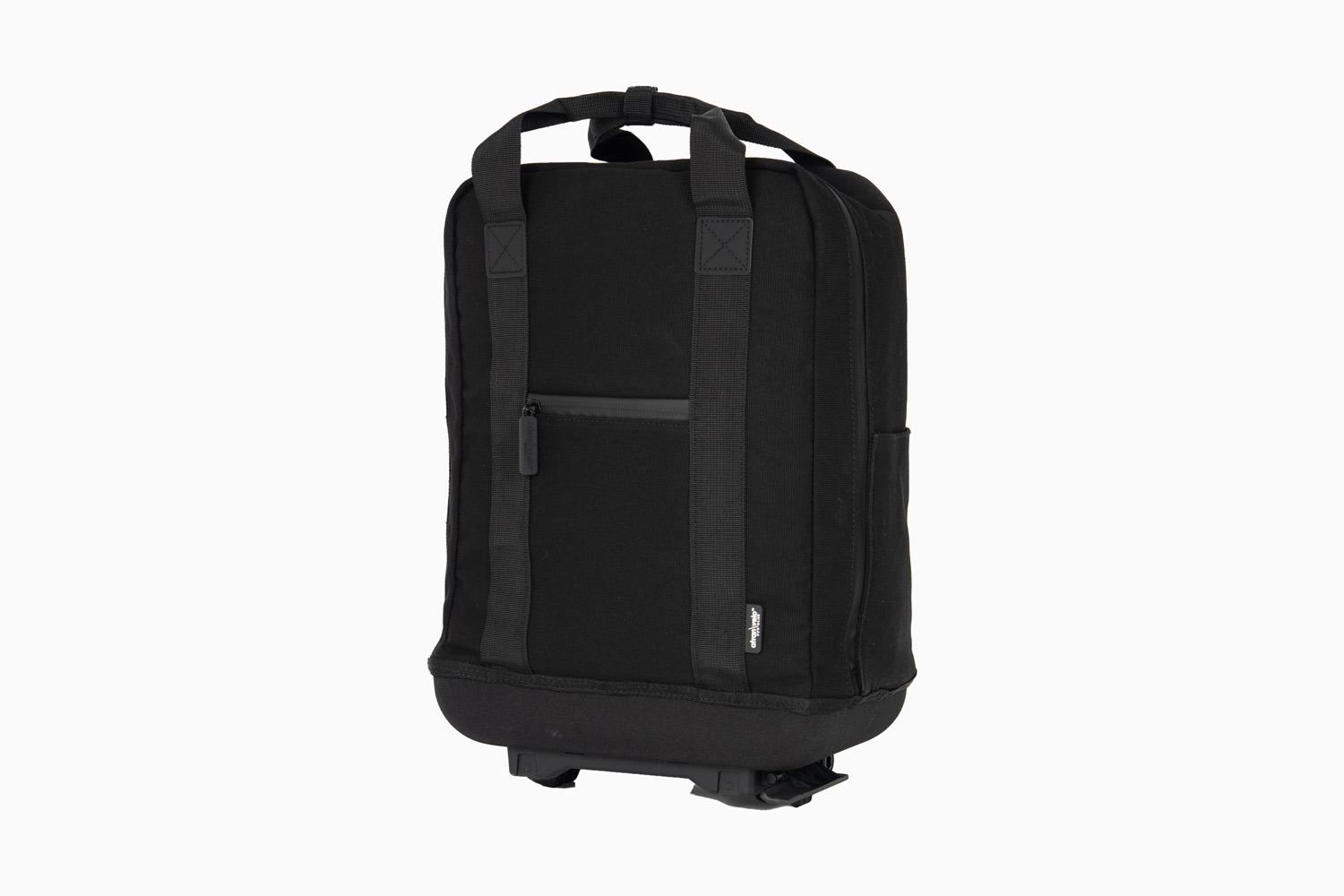 The front of the metro backpack in a studio