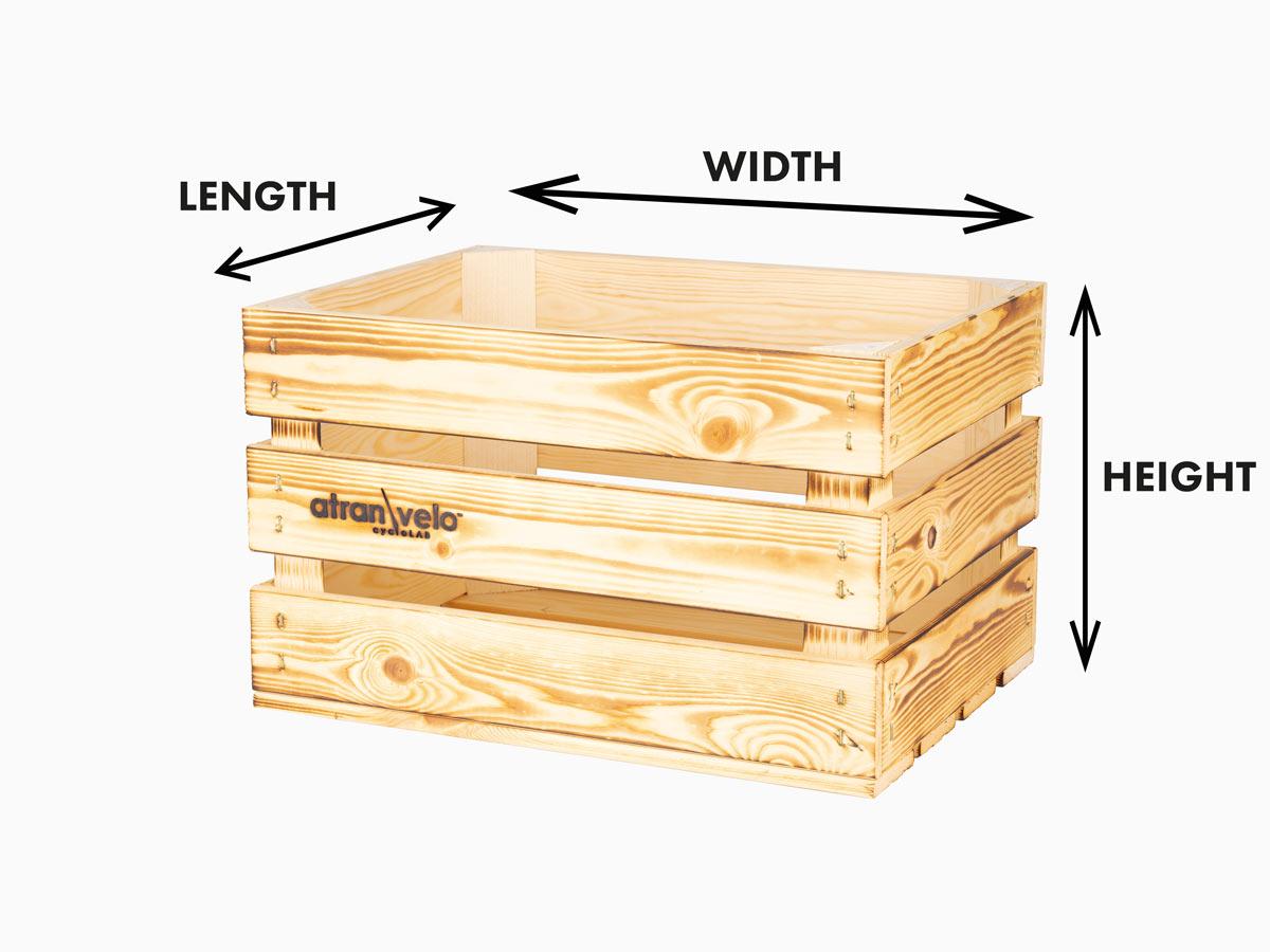 Measurement instruction of a crate in a studio